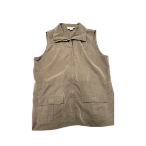 Northern Isles olive microfiber zip vest women's size 8